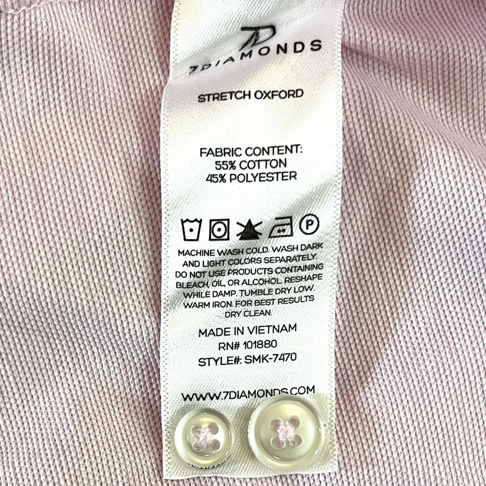 7 Diamonds 4 Way Stretch‎ Oxford Shirt Mens L Pink Knit Long Sleeve Button Down